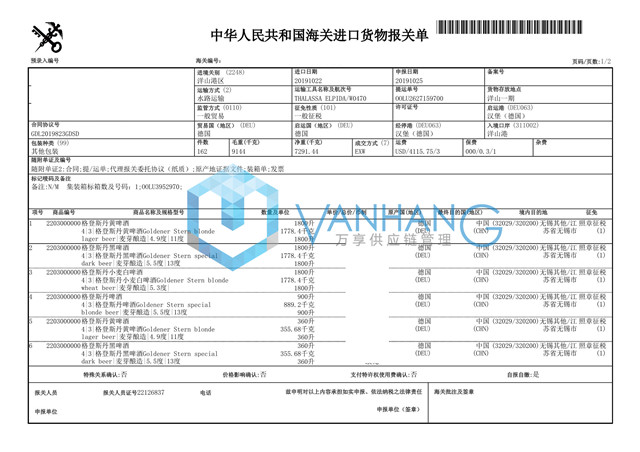 德國啤酒進(jìn)口報(bào)關(guān)流程