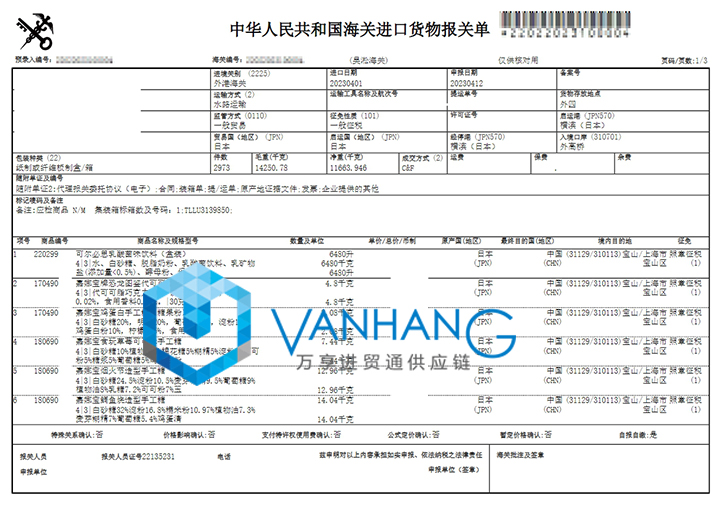 日本手工糖進(jìn)口報(bào)關(guān)資料